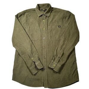 Le Mont St Michel Corduroy Olive Button Down Shirt‎ Men's Small-Missing Buttons
